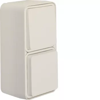 Hager WNC080B Conmutador/toma SCHUKO con tapa abatible superficie vertical blanco polar