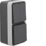 Hager WNC081 interruptor doble/toma SCHUKO de superficie con tapa abatible, vertical, blanco polar (RAL 9010)