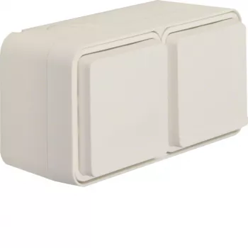 Hager WNC142B Toma SCHUKO 2 elementos superficie horizontal con tapa abatible blanco polar