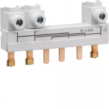 Hager HZC708 barra colectora de clavijas 3 polos 63-80A 10mm² 12 módulos 210mm gris