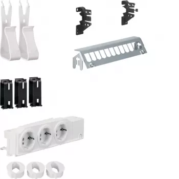 Hager kit multimedia UM00M2 con 3 tomas de corriente panel de parcheo 12 puertos sin RJ45