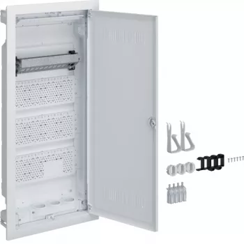 Hager distribuidor multimedia Volta empotrar 4 filas con puerta de plástico ranurada