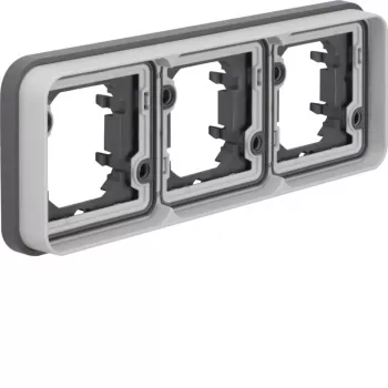 Hager W.1 WNA403 marco de empotrar 3 elementos horizontal IP55 gris
