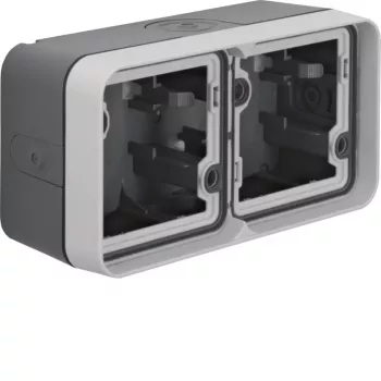Hager WNA685 caja de empotrar inferior 2 elementos horizontal con marco 4 entradas de cable IP55 blanco polar