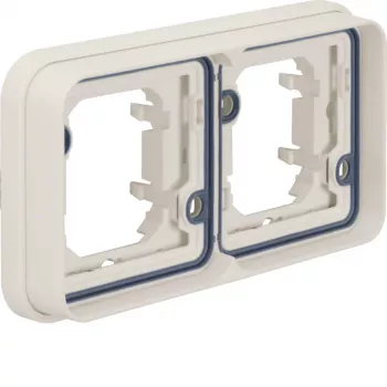 Hager WNA402B W.1 marco embellecedor horizontal 2 elementos, blanco polar, IP55