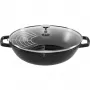STAUB Wok 30 cm con Tapa Negro, Hierro Fundido