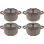 Staub Set Mini Cocotte 4 Piezas Cerámica Redonda Antikgrau 10 cm