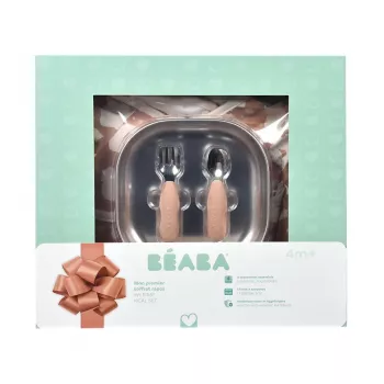 Set de regalo 3 en 1 Beaba First Meals (plato, cubiertos, babero) Savannah Bloom