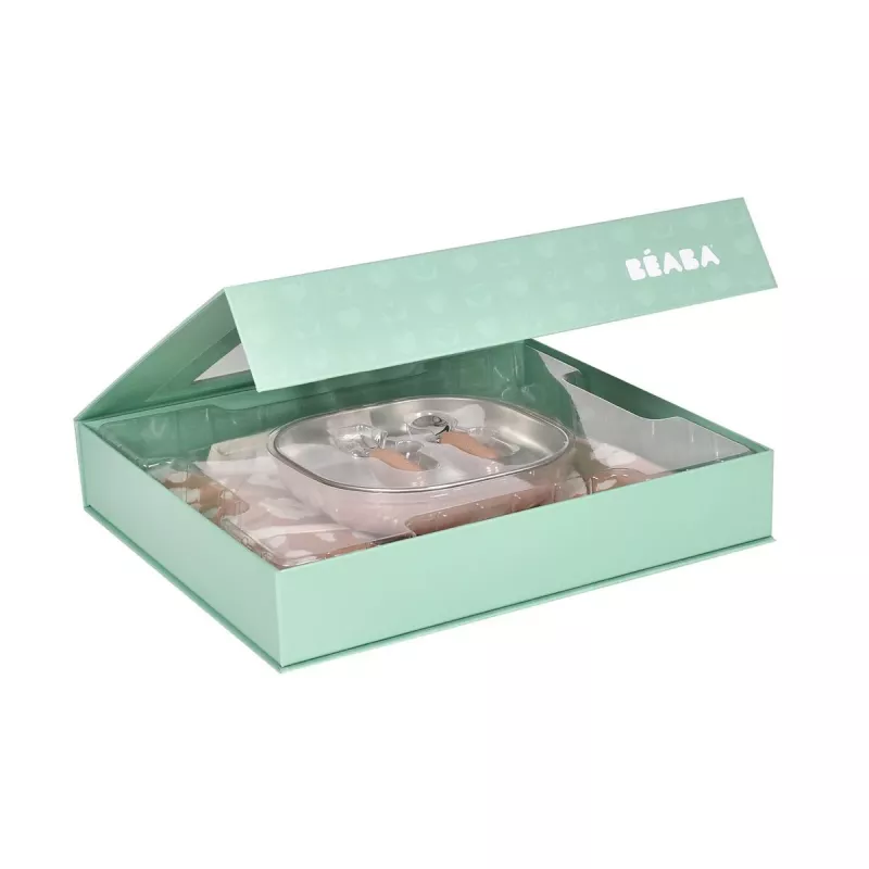 Set de regalo 3 en 1 Beaba First Meals (plato, cubiertos, babero) Savannah Bloom