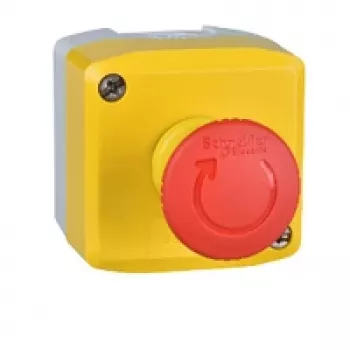 APC XALK178F puesto de pulsador de parada de emergencia, pulsador seta 40 mm, rojo/amarillo, IP69K, policarbonato, 600 V