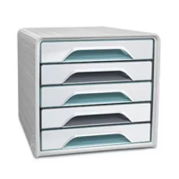 CEP Office Solution Smoove Cajonera Blanca con franjas de color DIN A4 5 cajones