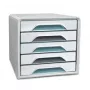 CEP Office Solution Smoove Cajonera Blanca con franjas de color DIN A4 5 cajones