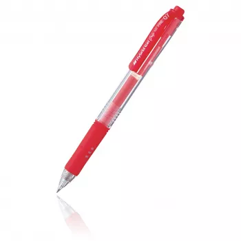 Pentel Hybrid Gel Grip bolígrafo de gel retráctil - tinta roja - 0,7 mm punta media - carcasa transparente - clip metálico