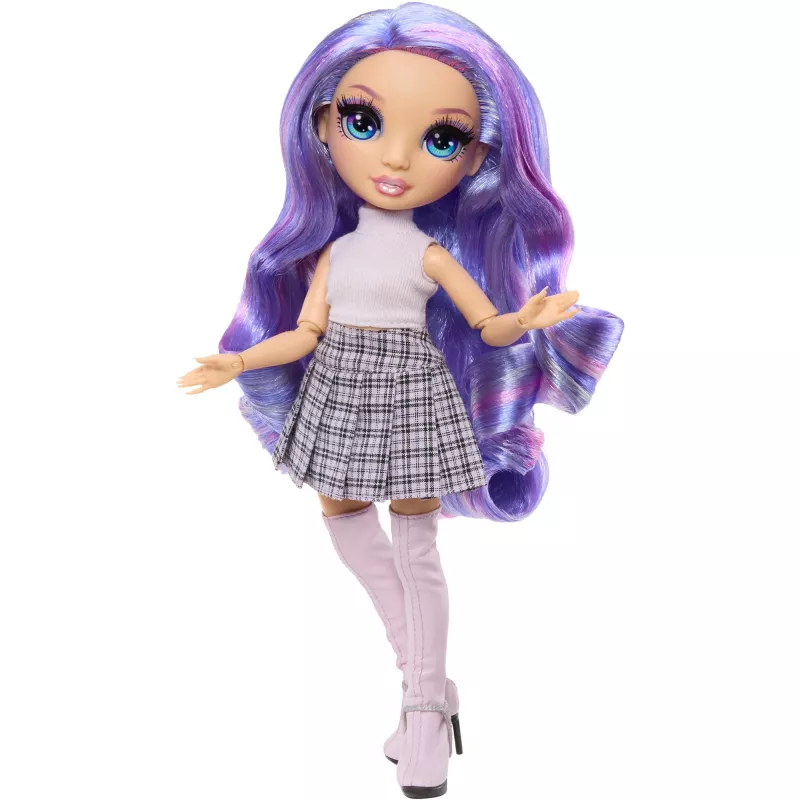 MGA Rainbow High Violet Willow muñeca de moda con 2 conjuntos y accesorios