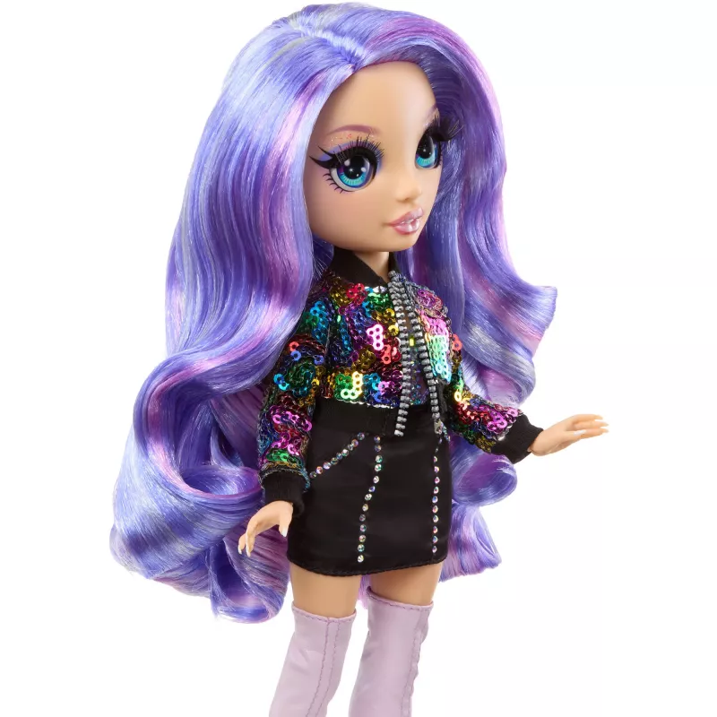 MGA Rainbow High Violet Willow muñeca de moda con 2 conjuntos y accesorios