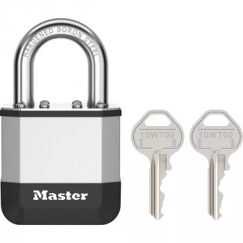 Candado laminado Master Lock Elite 45mm con arco de 25mm, cilindro de 5 pines, plata/gris