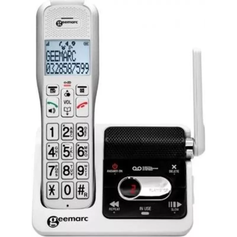 Geemarc AmpliDECT 595 ULE Teléfono inalámbrico con contestador automático, Blanco