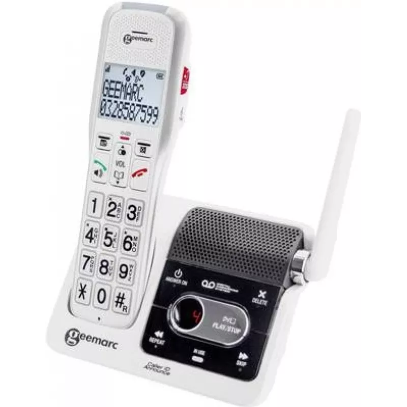 Geemarc AmpliDECT 595 ULE Teléfono inalámbrico con contestador automático, Blanco