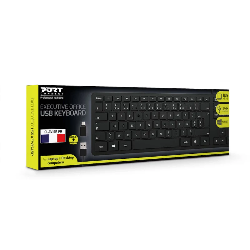PORT Designs PORT Connect teclado - USB, USB-C - distribución francesa AZERTY - negro