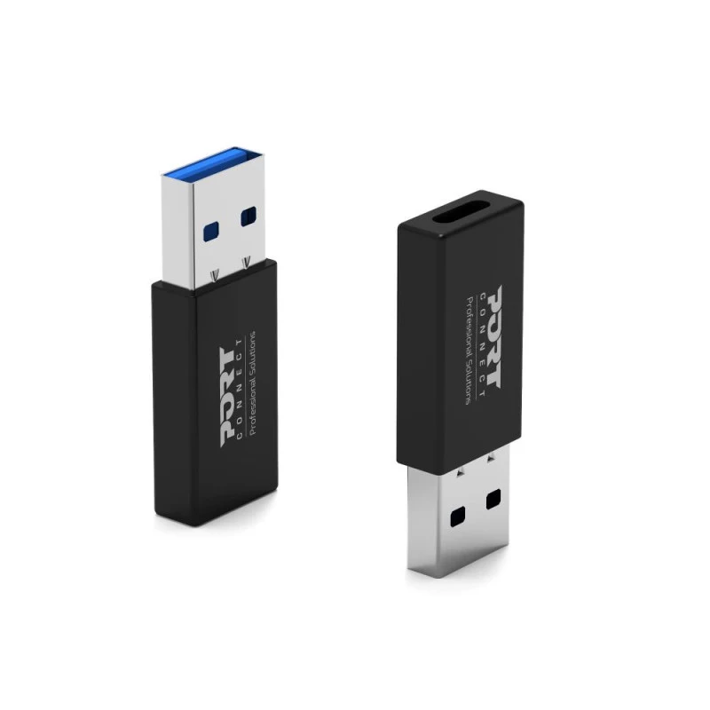 PORT Designs Convertidor USB-A a USB-C - Adaptador USB 2.0 - Negro