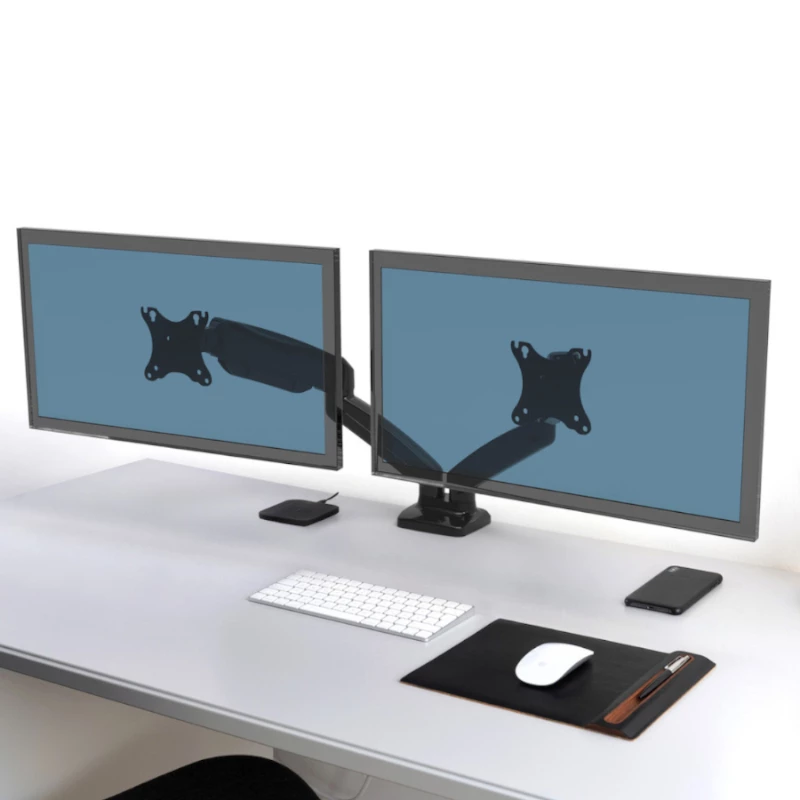 PORT Designs PORT Connect soporte de doble monitor ajustable - para 2 pantallas de hasta 32 inch - Pinza de mesa/pasacables - Negro