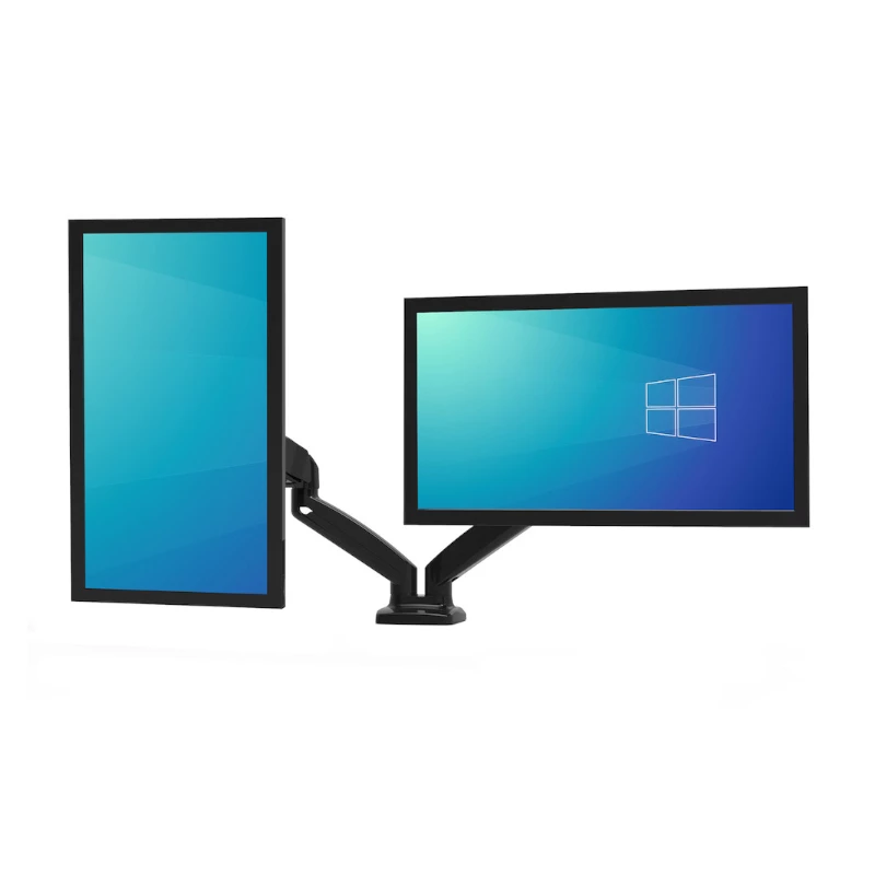 PORT Designs PORT Connect soporte de doble monitor ajustable - para 2 pantallas de hasta 32 inch - Pinza de mesa/pasacables - Negro