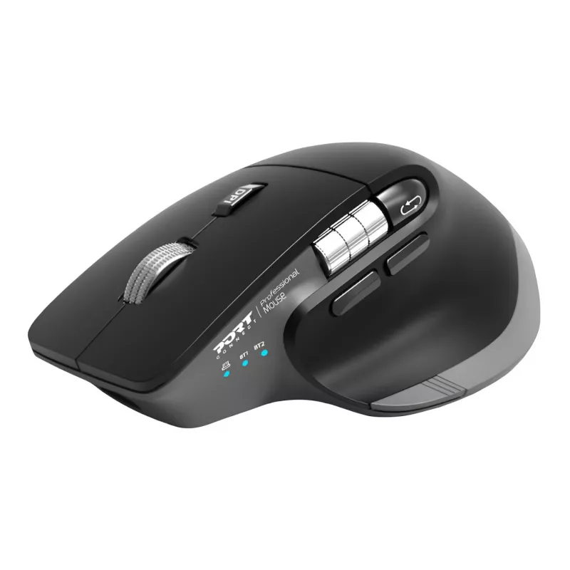 PORT Designs PORT Connect Professional ULTIMATE ratón inalámbrico recargable - Óptico - 6 botones - 2,4 GHz, Bluetooth - Receptor USB