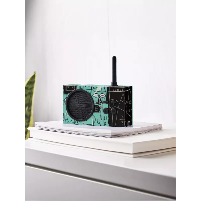 Lexon Tykho 3 X JMB Radio Bluetooth Radio FM portátil con obra de arte de Basquiat, negro