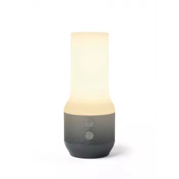 LEXON Terrace+ Lámpara LED 3 en 1 con altavoz Bluetooth y powerbank, gris oscuro/gris pistola, LA134X