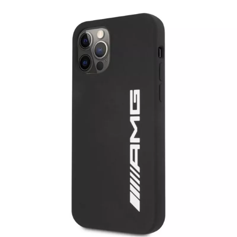 AMG AMHCP12LSGLBGN funda de silicona negra con logo grande para iPhone 12 Pro Max 6,7