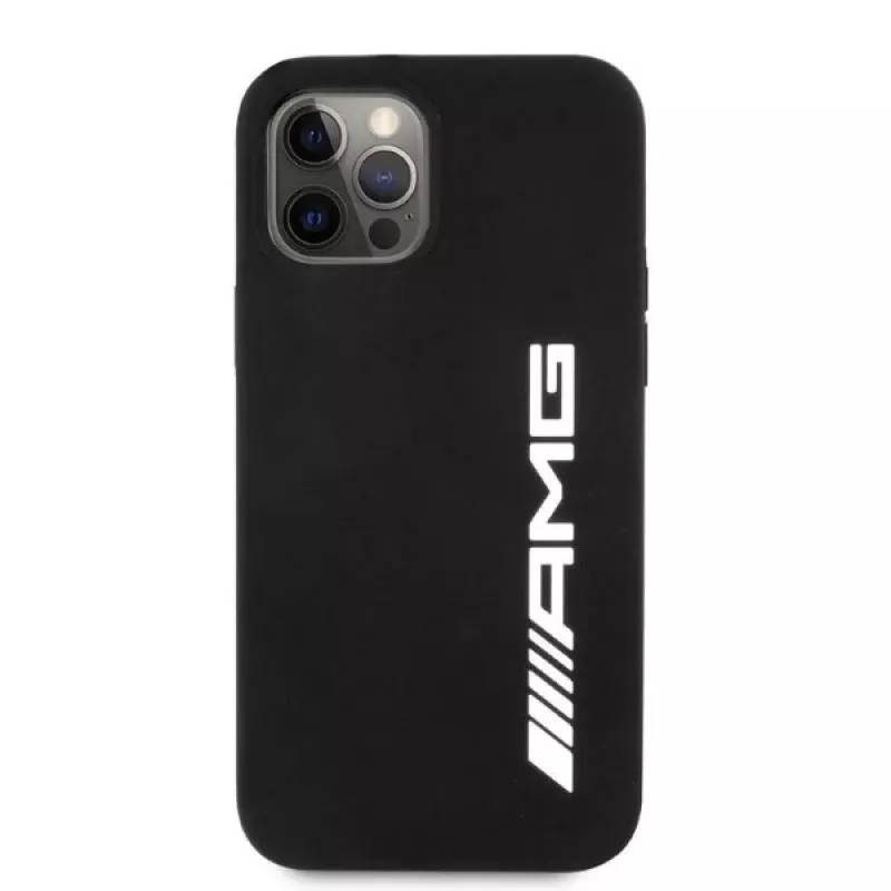 AMG AMHCP12LSGLBGN funda de silicona negra con logo grande para iPhone 12 Pro Max 6,7