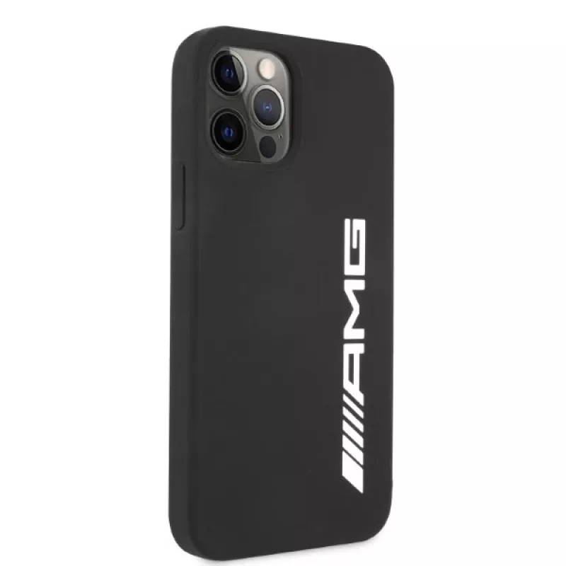 AMG AMHCP12LSGLBGN funda de silicona negra con logo grande para iPhone 12 Pro Max 6,7