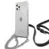 Guess GUHCP12LKC4GSSI funda rígida transparente con cadena plateada para iPhone 12 Pro Max 6,7