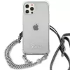 Guess GUHCP12LKC4GSSI funda rígida transparente con cadena plateada para iPhone 12 Pro Max 6,7