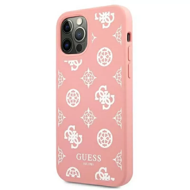 Guess GUHCP12LLSPEWPI funda rígida rosa Peony Collection para iPhone 12 Pro Max 6,7