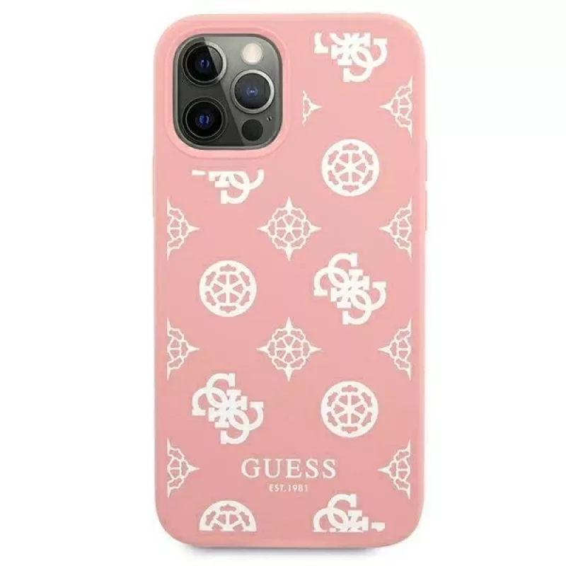 Guess GUHCP12LLSPEWPI funda rígida rosa Peony Collection para iPhone 12 Pro Max 6,7