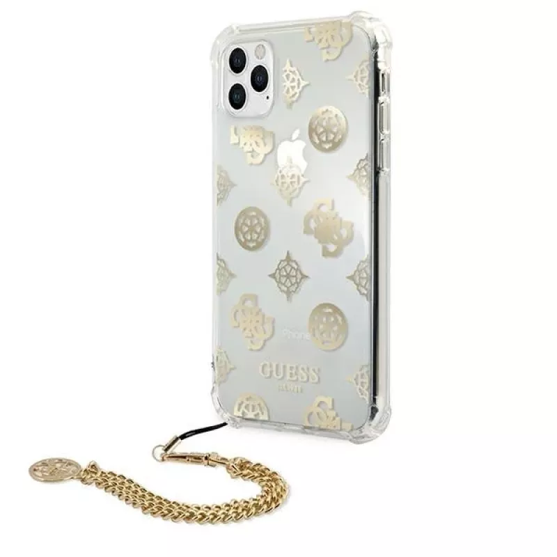 Guess GUHCN58KSPEGO funda rígida dorada Peony Chain Collection para Apple iPhone 11 Pro 5,8