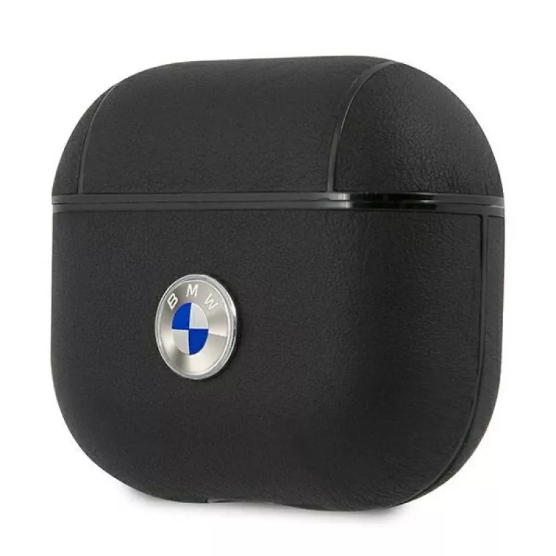 BMW BMA3SSLBK AirPods 3 funda negra de piel auténtica logotipo plateado