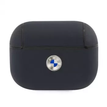 BMW AirPods Pro funda azul marino de piel auténtica logotipo plateado