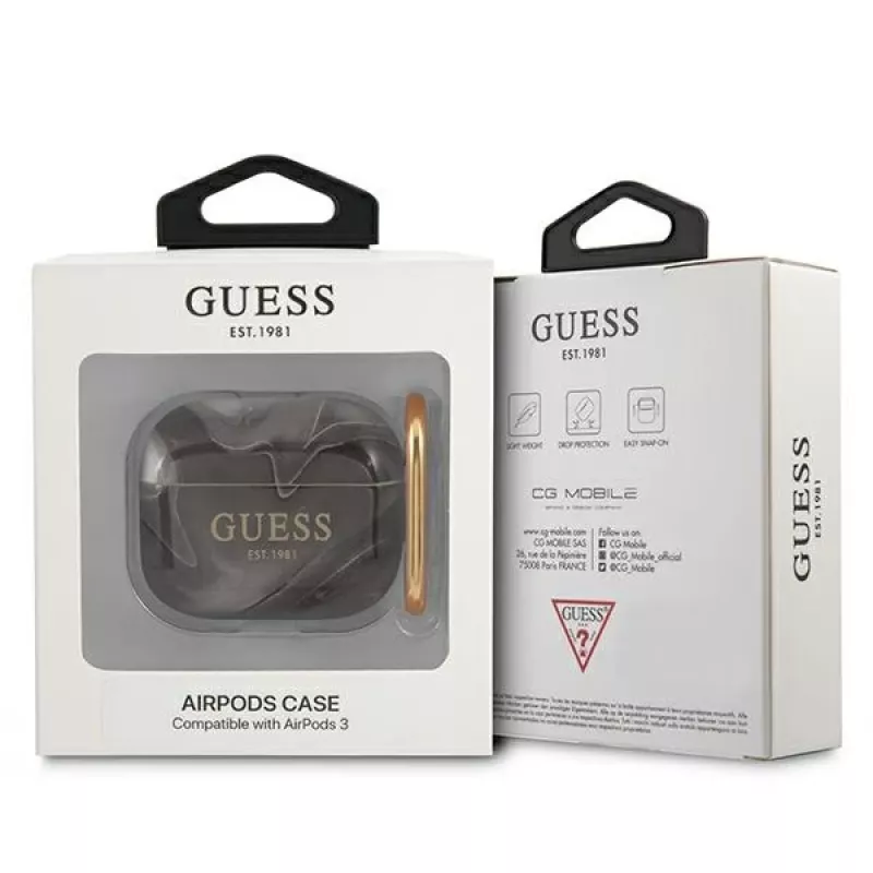Guess GUA3UNMK funda para AirPods 3 negra Marble Collection