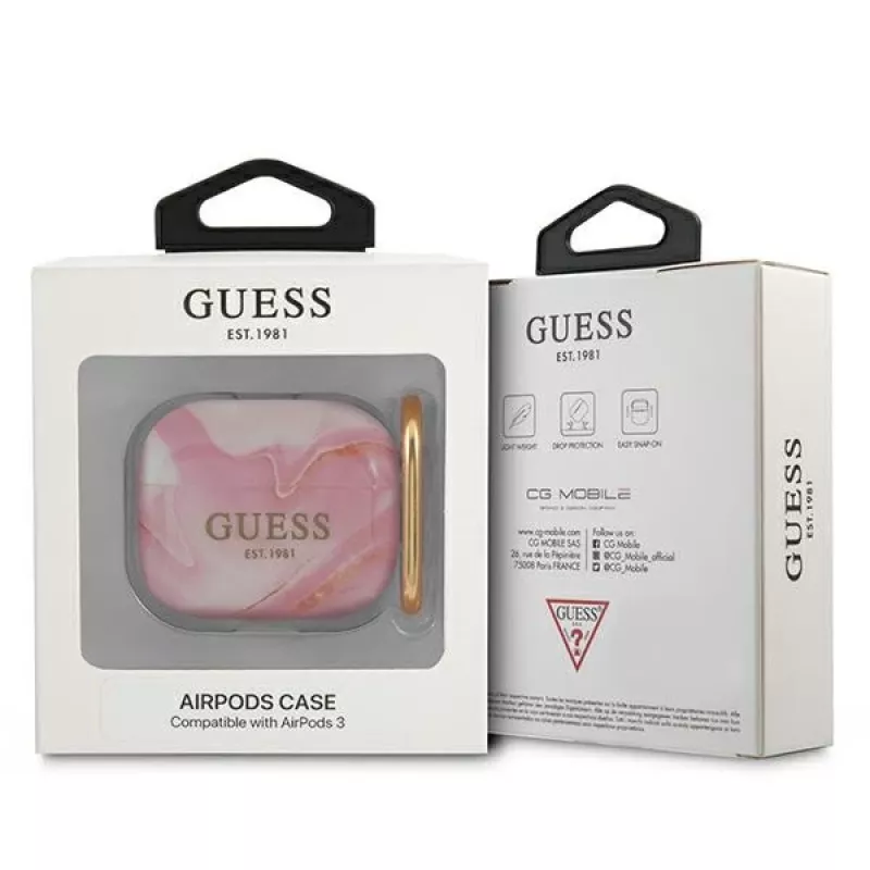 Guess GUA3UNMP funda para AirPods 3 rosa Marble Collection