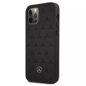Mercedes-Benz funda rígida de piel Stars Pattern negra para iPhone 12 Pro Max 6,7