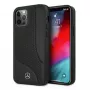 Mercedes-Benz funda rígida de piel negra con perforaciones para iPhone 12 Pro Max 6,7