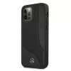 Mercedes-Benz funda rígida de piel negra con perforaciones para iPhone 12 Pro Max 6,7