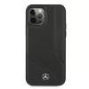 Mercedes-Benz funda rígida de piel negra con perforaciones para iPhone 12 Pro Max 6,7