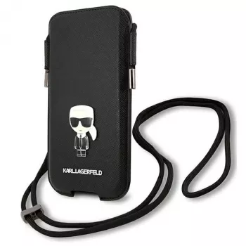Karl Lagerfeld funda rígida Saffiano Ikonik para Apple iPhone 12 Pro Max, negra