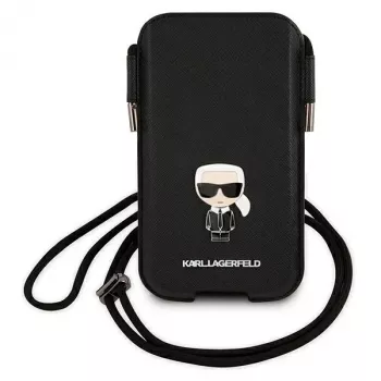 Karl Lagerfeld funda rígida Saffiano Ikonik para Apple iPhone 12 Pro Max, negra