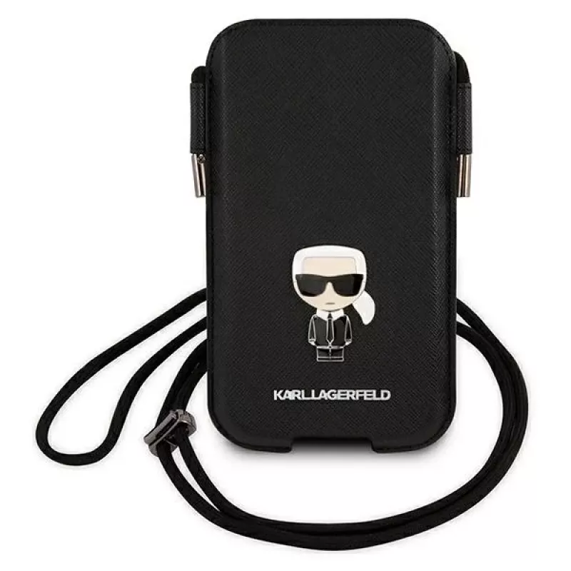 Karl Lagerfeld funda rígida Saffiano Ikonik para Apple iPhone 12 Pro Max, negra