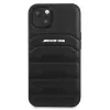 AMG AMHCP13SGSEBK funda rígida de piel negra con líneas en relieve para iPhone 13 Mini 5,4