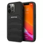 AMG AMHCP13LGSEBK funda rígida de piel negra con líneas en relieve para iPhone 13 Pro / 13 6.1